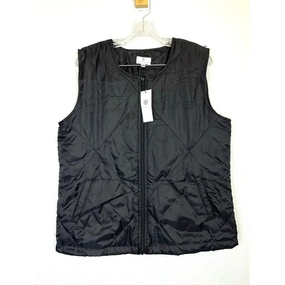 Socialite Quilted Puffer Full Zip Vest Size Small/Medium Black Lightweight NWT - Picture 2 of 8